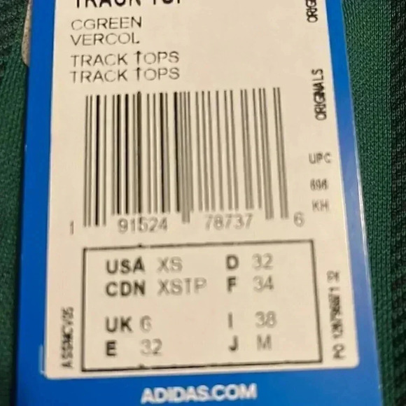 NWT Adidas green and white striped long sleeve front zip casual track top - Picture 4 of 7